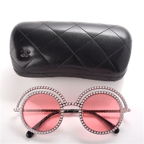 chanel metallic pearl round polarized sunglasses 9521-h pink silver|Round Sunglasses .